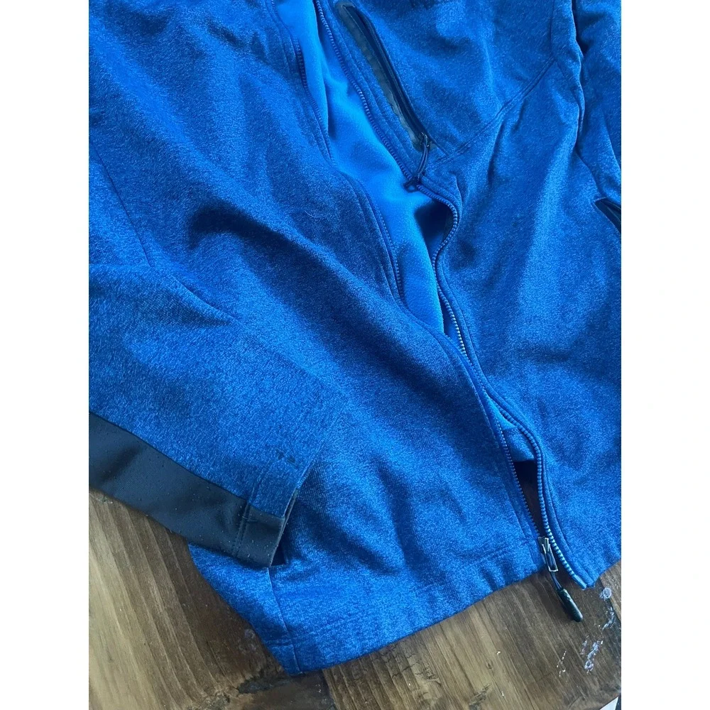 The North Face Mens Blue Heathered Full Zip Fleece Hoodie Jacket Large‎ L
